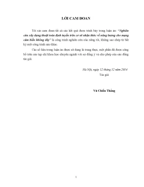 Nghiên cứu xây dựng thuật toán định tuyến trên cơ sở nhận thức về năng lượng cho mạng cảm biến không dây