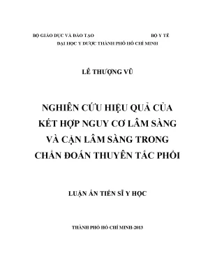 Nghiên cứu hiệu quả của kết hợp nguy cơ lâm sàng và cận lâm sàng trong chẩn đoán thuyên tắc phổi 1