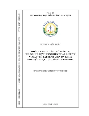 Thực trạng tuân thủ điều trị của người bệnh tăng huyết áp điều trị ngoại trú tại bệnh viện đa khoa khu vực ngọc lặc tỉnh thanh hóa