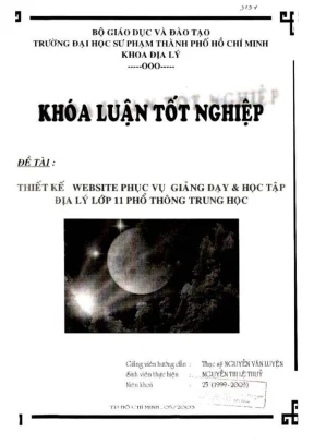 Khóa luận tốt nghiệp địa lý thiết kế website phục vụ giảng dạy và học tập địa lý lớp 11 ptth