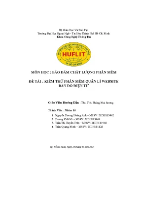 Đề tài kiểm thử phần mềm quản lí website bán đồ điện tử
