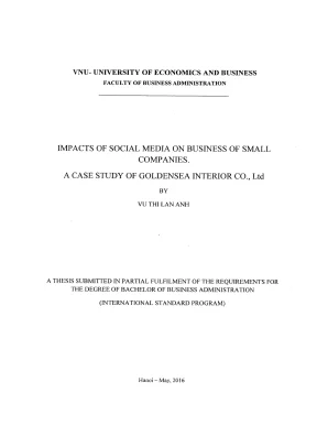 Khóa luận tốt nghiệp quản trị kinh doanh impacts of social media on business of small companies a case study of goldensea interior co ltd