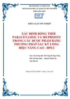Khóa luận tốt nghiệp hóa học xác định đồng thời paracetamol và ibuprofen trong dược phẩm bằng phương pháp sắc ký lỏng hiệu năng lượng cao hplc