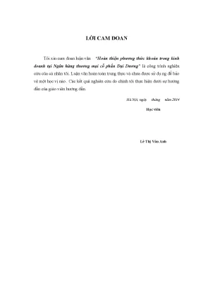 Hoàn thiện phương thức khoán trong kinh doanh tại ngân hàng thương mại cổ phần đại dương