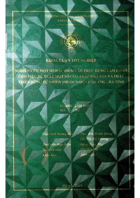Nghiên cứu một số đặc điểm cấu trúc rừng làm cơ sở cho việc đề xuất mọi giải pháp bảo tồn và phát triển rừng tự nhiên thuộc vqg vũ quang hà tĩnh