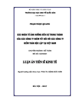 Các nhân tố ảnh hưởng đến sự trung thành của các công ty niêm yết đối với các công ty kiểm toán độc lập tại việt nam