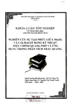 Khóa luận tốt nghiệp hóa học nghiên cứu sự tạo phức giữa mnii và calmagit bằng kỹ thuật hiệu chỉnh quang phổ và ứng dụng trong phân tích trắc quang