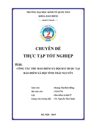 Chuyên đề thực tập tốt nghiệp công tác thu bhxh bắt buộc tại bhxh tỉnh thái nguyên