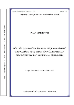 Mối liên quan giữa cảm nhận được gia đình hỗ trợ và hành vi tự chăm sóc của bệnh nhân mắc bệnh phổi tắc nghẽn mạn tính copd