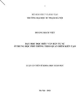 Dạy học đọc hiểu văn bản tự sự ở trung học phổ thông theo quan điểm kiến tạo