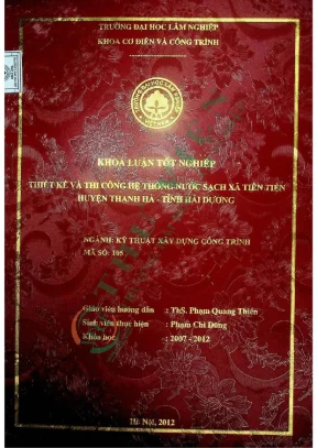 Thiết kế và thi công hệ thống nước sạch xã tiền tiến huyện thanh hà tỉnh hải dương