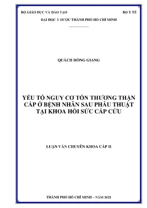 Yếu tố nguy cơ tổn thương thận cấp ở bệnh nhân sau phẫu thuật tại khoa hồi sức cấp cứu