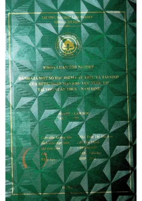 Đánh giá một số đặc điểm cấu trúc và tái sinh của rừng ngập mặn khu vực nước lợ tại vqg xuân thủy nam định
