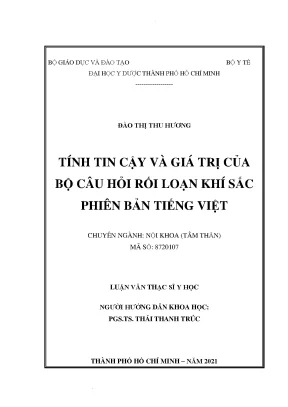 Tính tin cậy và giá trị của bộ câu hỏi rối loạn khí sắc phiên bản tiếng việt