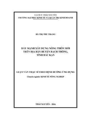 Đẩy mạnh xây dựng nông thôn mới trên địa bàn huyện bạch thông tỉnh bắc kạn