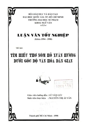 Khóa luận tốt nghiệp ngữ văn tìm hiểu thơ nôm hồ xuân hương dưới góc độ văn hóa dân gian