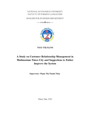 A study on customer relationship management in mathnasium times city and suggestions to futher improve the system