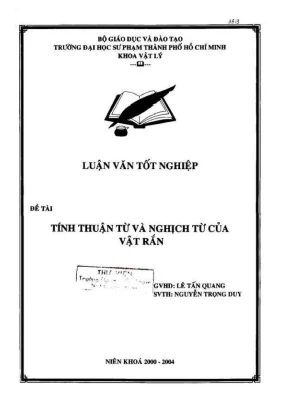 Khóa luận tốt nghiệp vật lý tính thuận từ và nghịch từ của vật rắn