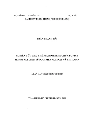 Nghiên cứu điều chế microsphere chứa bovine serum albumin từ polymer alginat và chitosan