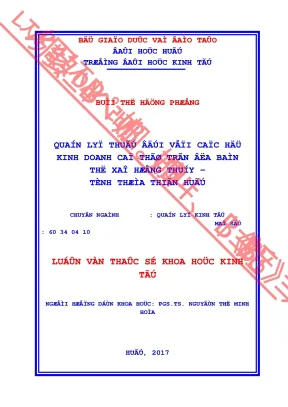 Quản lý thuế đối với các hộ kinh doanh cá thể trên địa bàn thị xã hương thủy tỉnh thừa thiên huế