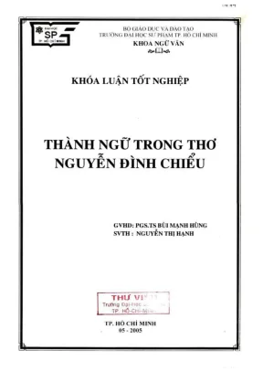 Khóa luận tốt nghiệp ngữ văn thành ngữ trong thơ nguyễn đình chiểu