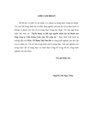 Tuyển dụng và đại ngỗ nguồn nhân lực kỹ thuật của tổng công ty viễn thông toàn cầu bộ công an