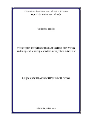 Thực hiện chính sách giảm nghèo bền vững trên địa bàn huyện krông buk tỉnh đắk lắk