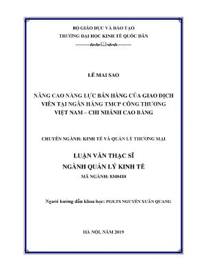 Nâng cao năng lực bán hàng của giao dịch viên tại ngân hàng tmcp công thương việt nam chi nhánh cao bằng