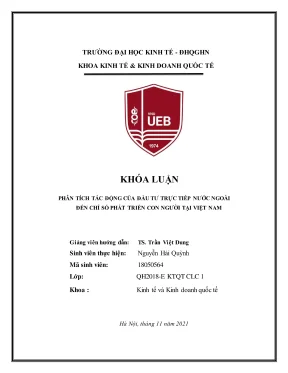 Khóa luận tốt nghiệp kinh doanh quốc tế phân tích tác động của đầu tư trực tiếp nước ngoài đến chỉ số phát triển con người tại việt nam