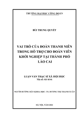 Ai trò của đoàn thanh niên trong hỗ trợ cho đoàn viên khởi nghiệp tại thành phố lào cai