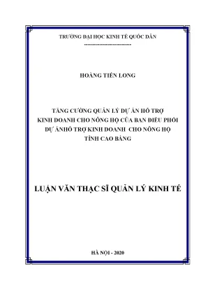 Tăng cường quản lý dự án hỗ trợ kinh doanh cho nông hộ của ban điều phối dự án hỗ trợ kinh doanh cho nông hộ tỉnh cao bằng