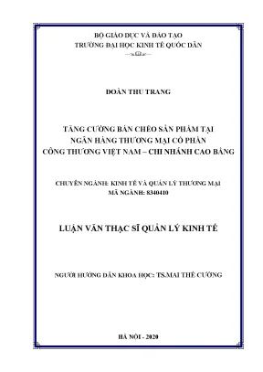 Tăng cường bán chéo sản phẩm tại ngân hàng thương mại cổ phần công thương việt nam chi nhánh cao bằng