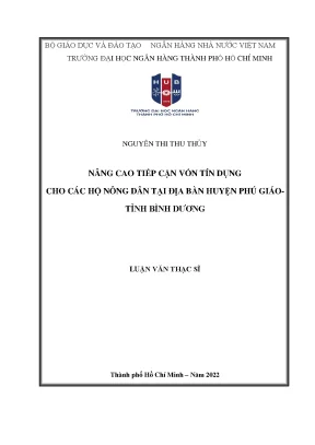Nâng cao tiếp cận vốn tín dụng cho các hộ nông dân tại địa bàn huyện phú giáo tỉnh bình dương