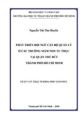 Phát triển đội ngũ cán bộ quản lý ở các trường mầm non tư thục tại quận thủ đức thành phố hồ chí minh