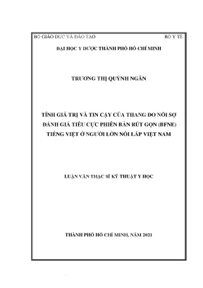 Tính gái trị và tin cậy của thang đo nỗi sợ đánh giá tiêu cực phiên bản rút gọn bfne tiếng việt ở người lớn nói lắp việt nam
