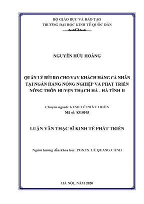 Quản lý rủi ro cho vay khách hàng cá nhân tại ngân hàng nông nghiệp và phát triển nông thôn huyện thạch hà hà tĩnh ii