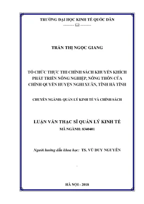 Tổ chức thực thi chính sách khuyến khích phát triển nông nghiệp nông thôn của chính quyền huyện nghi xuân tỉnh hà tĩnh