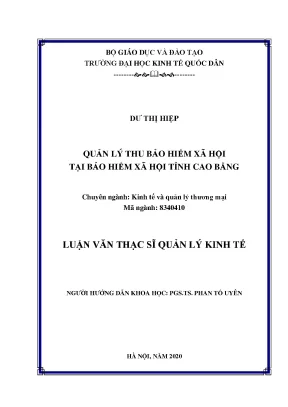 Quản lý thu bảo hiểm xã hội tại bảo hiểm xã hội tỉnh cao bằng
