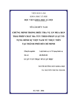 Chứng minh trong điều tra vụ án mua bán trái phép chất ma túy theo pháp luật tố tụng hình sự tại tp hồ chí minh