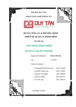 Đồ án công cụ phương pháp thiết kế quản lý phầm mềm tên đề tài xây dựng phần mềm quản lý quán coffee