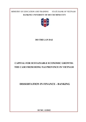 Capital for sustainable economic growth the case from dong nai province in viet nam
