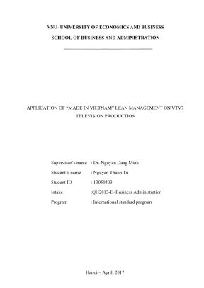 Khóa luận tốt nghiệp quản trị kinh doanh application of made in vietnam lean management on vtv7 television production