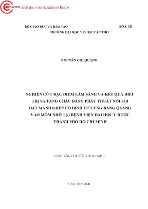 Nghiên cứu đặc điểm lâm sàng và kết quả điều trị sa tạng chậu bằng phẫu thuật nội soi đặt mảnh ghép cố định tử cung bàng quang vào mỏm nhô tại bệnh viện đại học y dược thành phố hồ chí