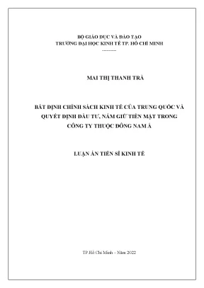 Bất định chính sách kinh tế của trung quốc và quyết định đầu tư nắm giữ tiền mặt trong công ty thuộc đông nam á