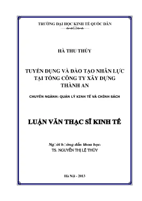 Tuyển dụng và đào tạo nhân lực tại tổng công ty xây dựng thành an