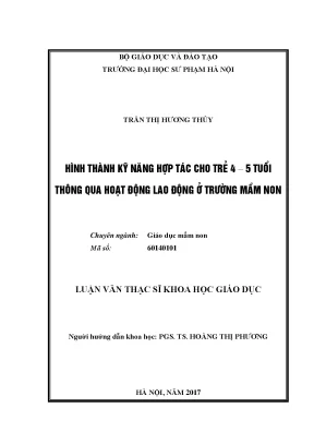 Hình thành kỹ năng hợp tác cho trẻ mẫu giáo 4 5 tuổi thông qua hoạt động lao động ở trường mầm non