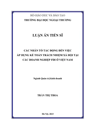 Các nhân tố tác động đến việc áp dụng kế toán trách nhiệm xã hội tại các dn fdi ở việt nam