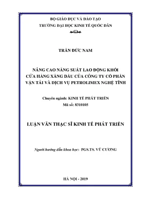 Nâng cao năng suất lao động khối cửa hàng xăng dầu của công ty cổ phần vận tải và dịch vụ petrolimex nghệ tĩnh