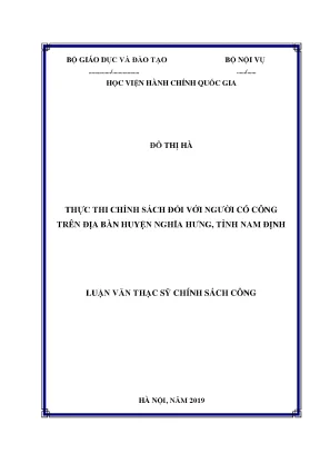 Thực thi chính sách đối với người có công trên địa bàn huyện nghĩa hưng tỉnh nam định