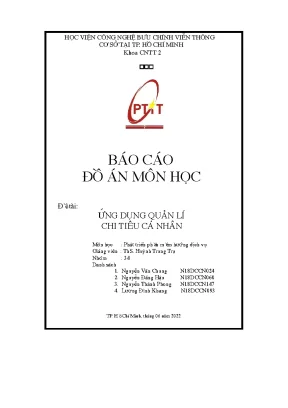 Báo cáo đồ án môn học đề tài ứng dụng quản lí chi tiêu cá nh